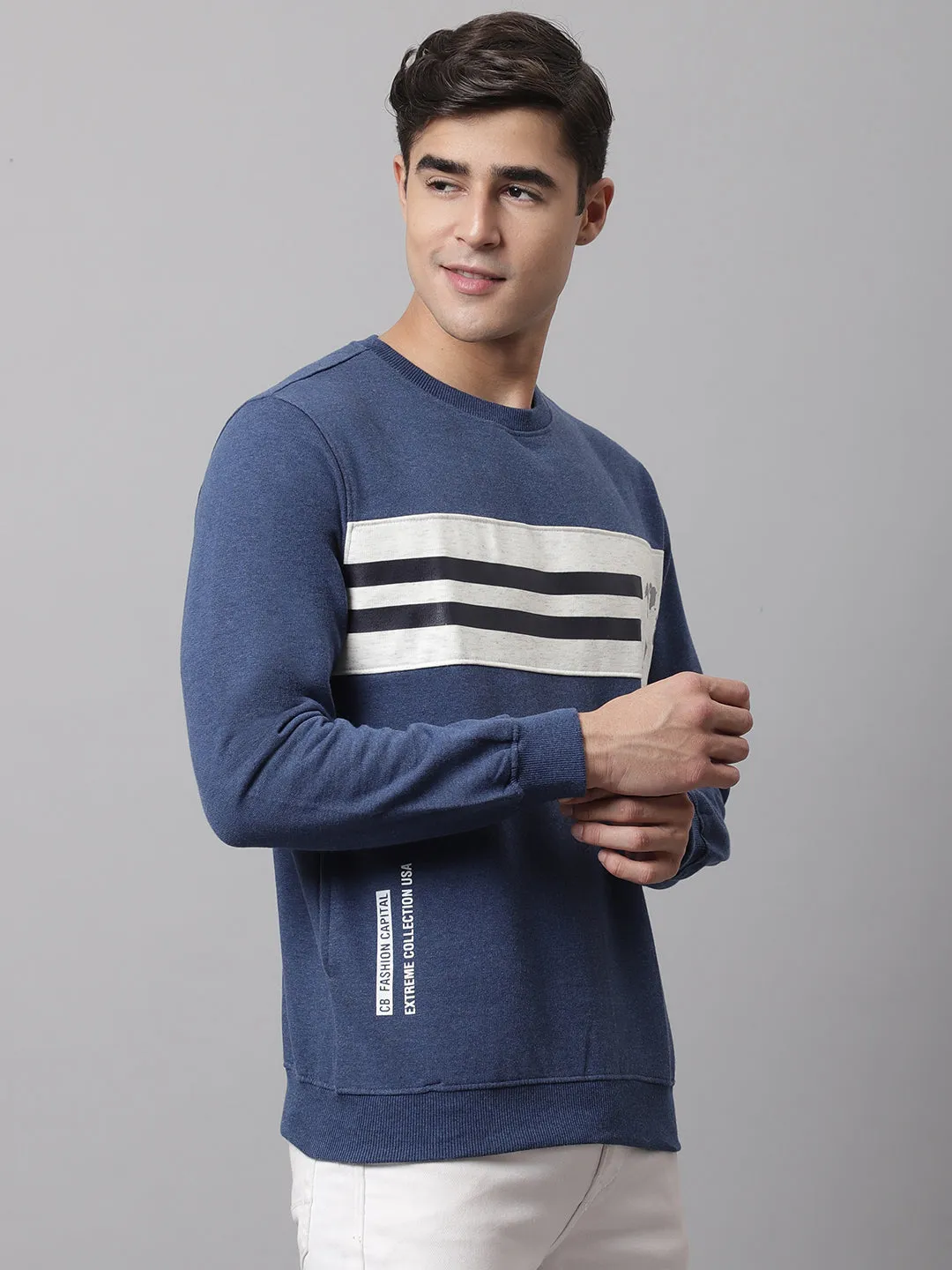 Men Indigo Melange Sweatshirt