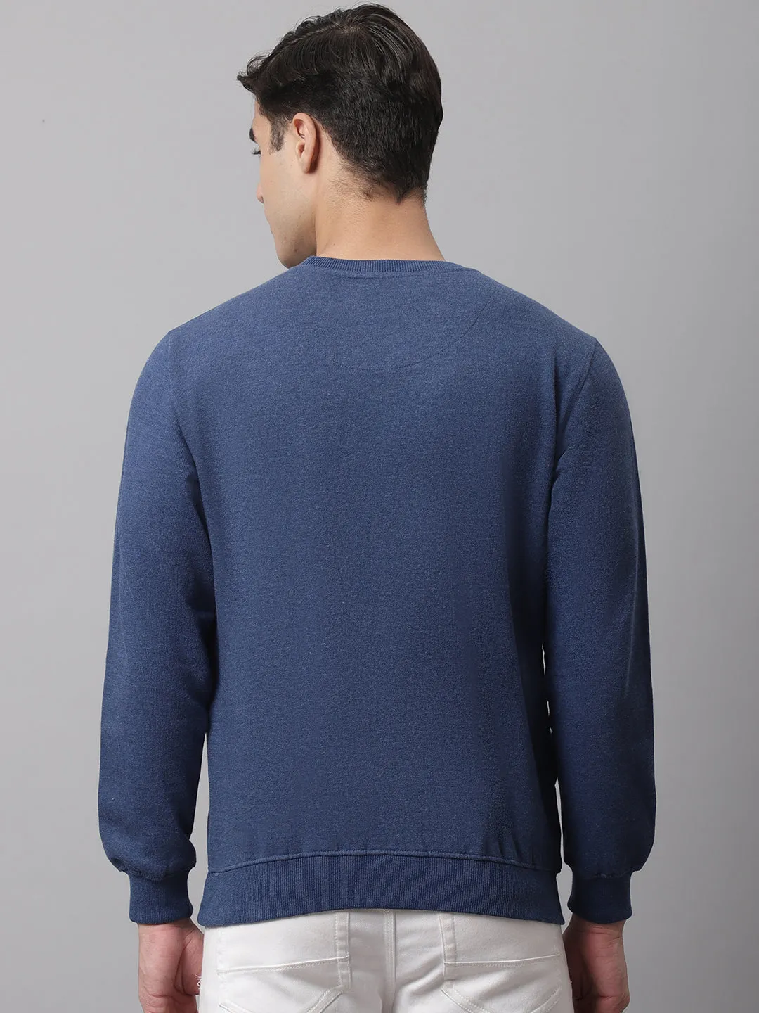 Men Indigo Melange Sweatshirt