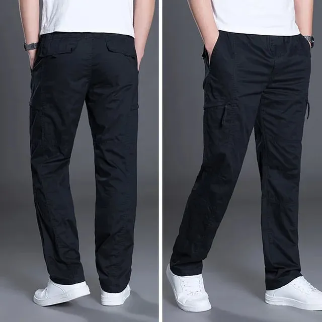 Men's Fashionable Straight Black Cargo Pants | Ideal for Everyday Wear