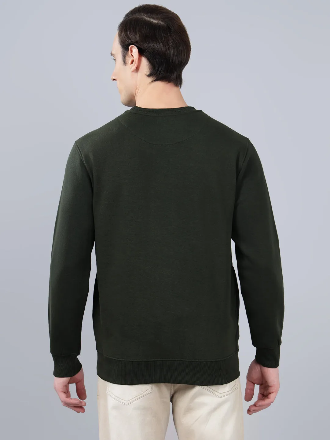 Men's Typography Printed Green Round Neck Sweatshirt