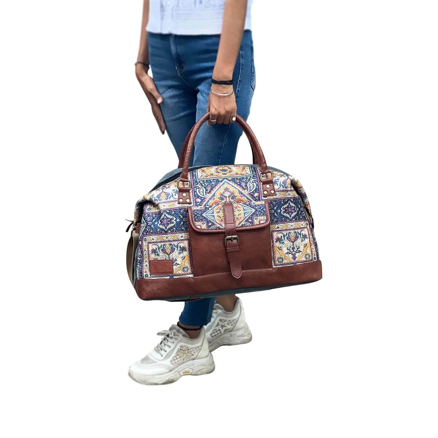 Mona B - Unisex Canvas Duffel Bag for Gym, Sports, Travel: Chocolate, Large - (M-7012)