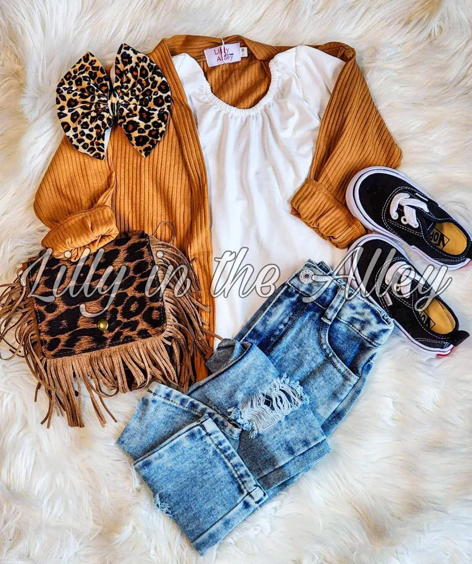 Mustard Ribbed Cardigan (CARDIGAN ONLY)