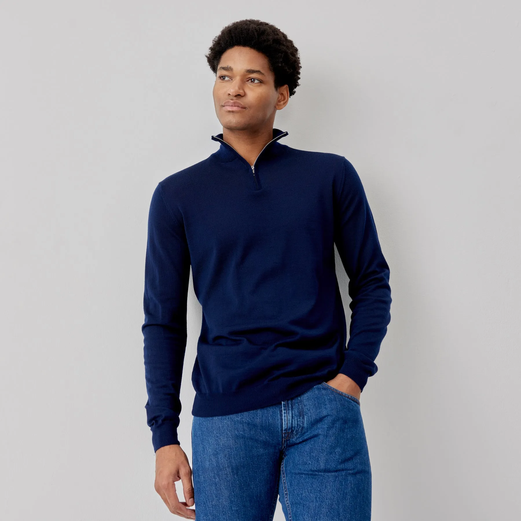 Oliver Sweeney Curragh 1/4 Zip Knitwear in Navy