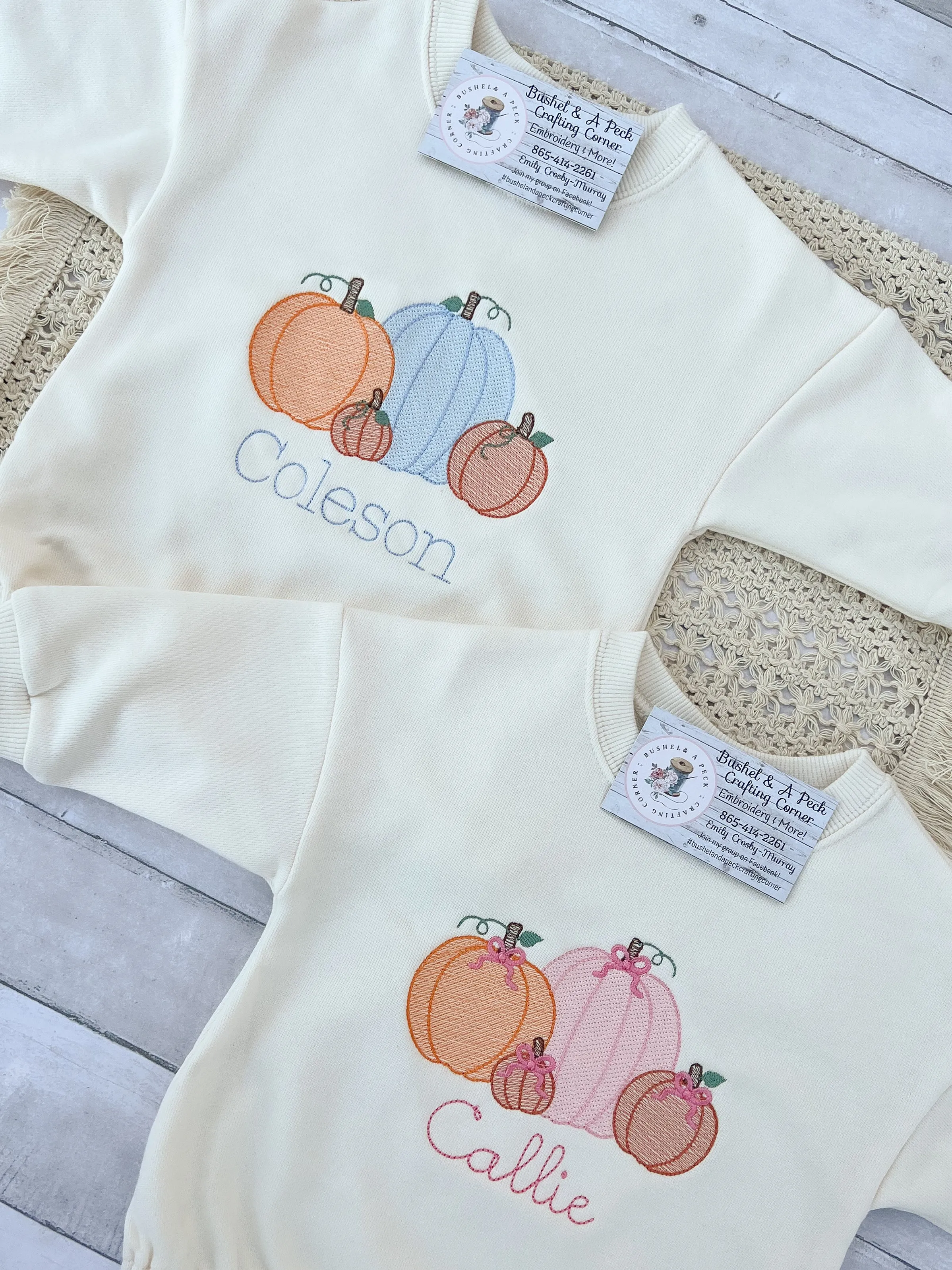 Pumpkin Patch Embroidered Sweatshirts and Sweatshirt Rompers