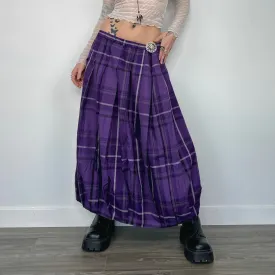 Purple Plaid Pleated Maxi Skirt (L/XL)