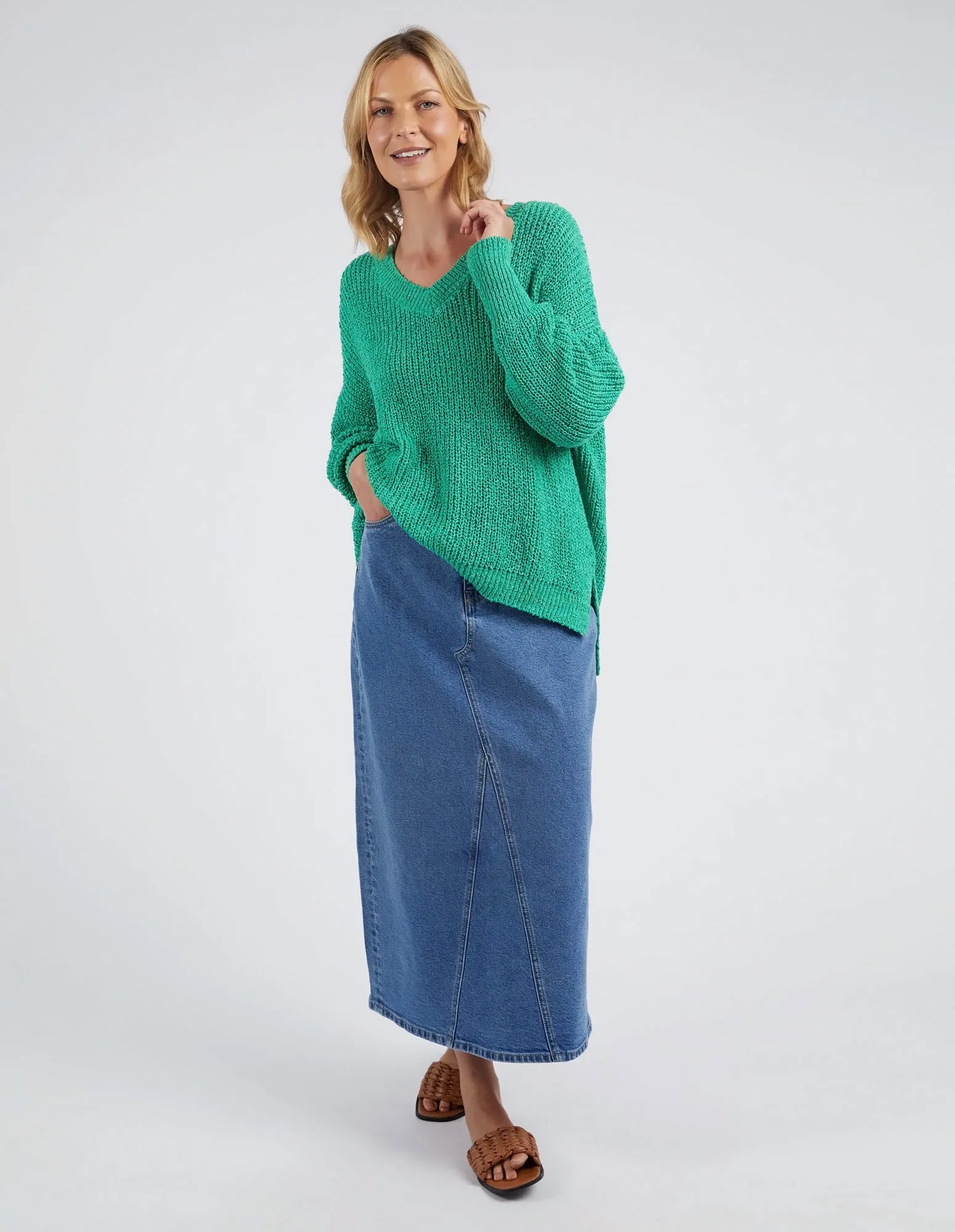 Rachele V Neck Knit Greenbriar