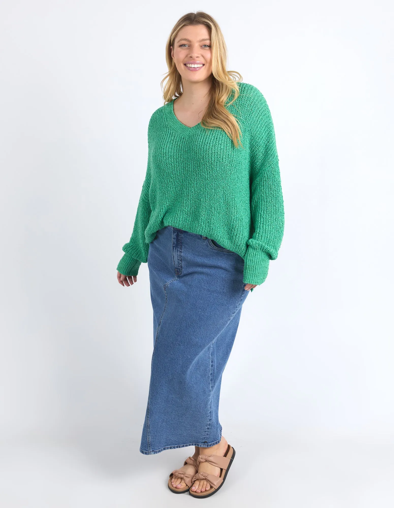 Rachele V Neck Knit Greenbriar