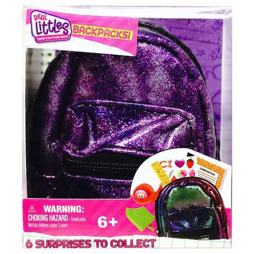 Real Littles Backpacks Purple Sparkle 3"