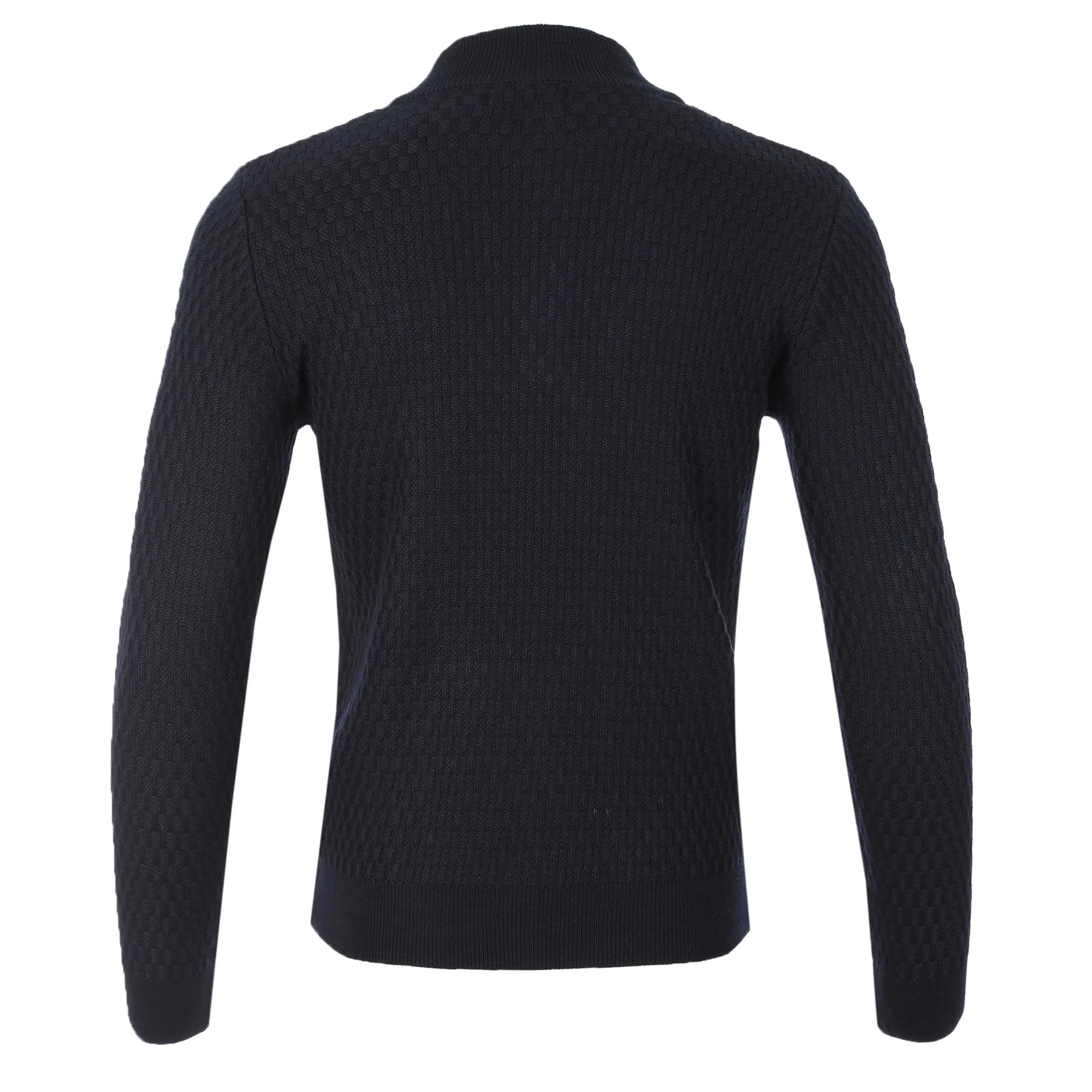 Remus Uomo Waffle 1/4 Zip Knitwear in Navy