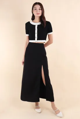 RESTOCKED** MINNIE SLIT MAXI SKIRT IN BLACK