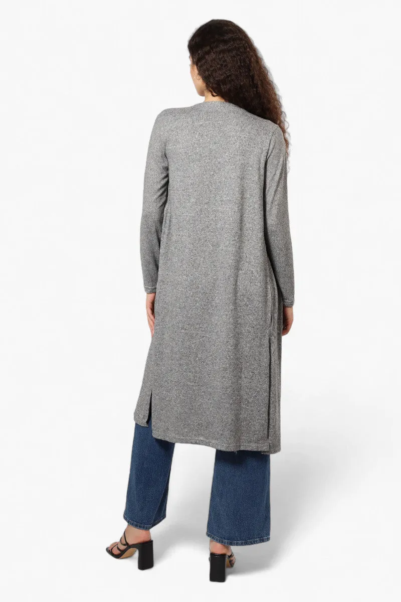 Runaway Bay Long Sleeve Side Slit Duster Cardigan - Grey