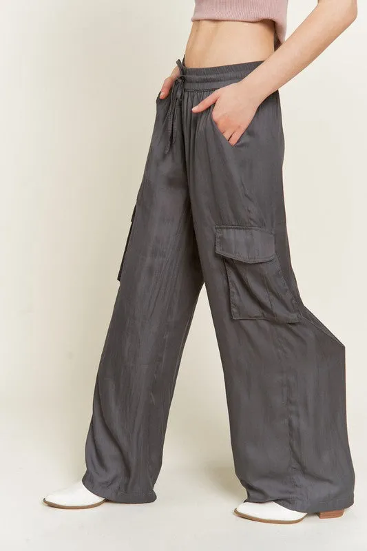 Satin Cargo Pants