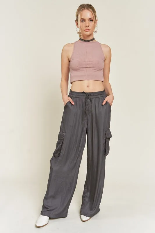 Satin Cargo Pants