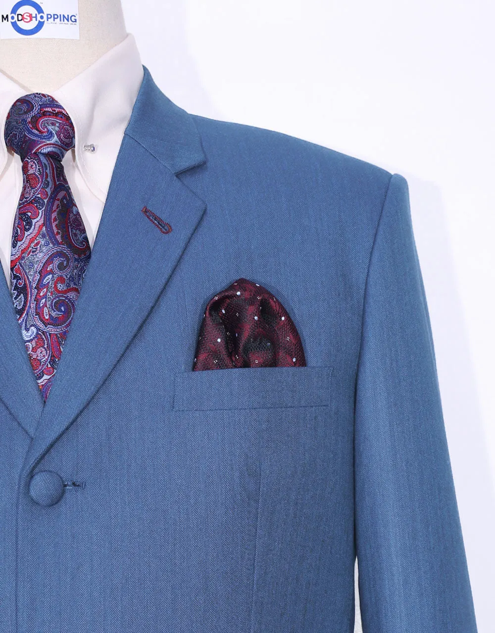 Sky Blue Herringbone Suit