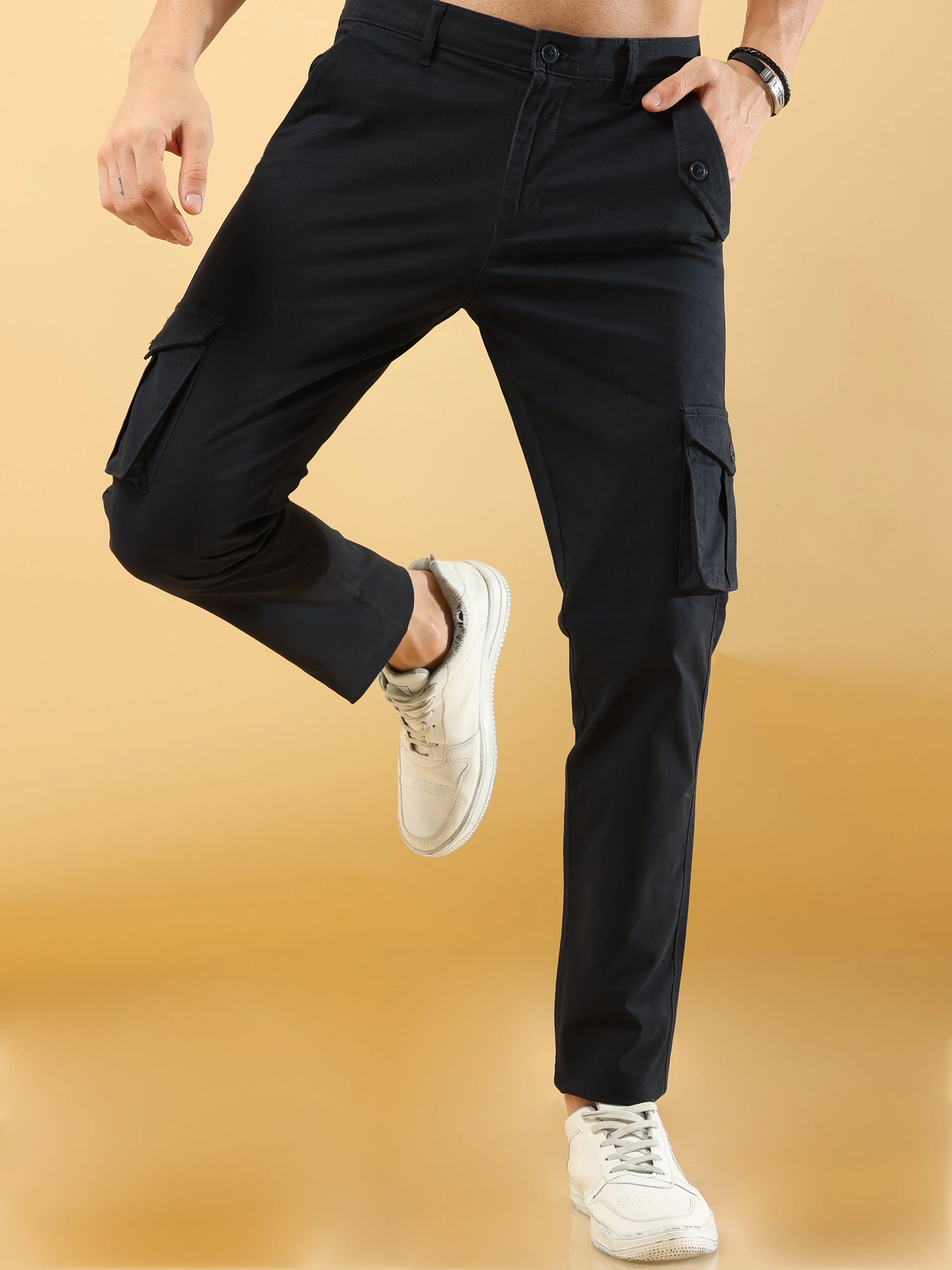 Slim Fit Navy Blue Cargo Trouser