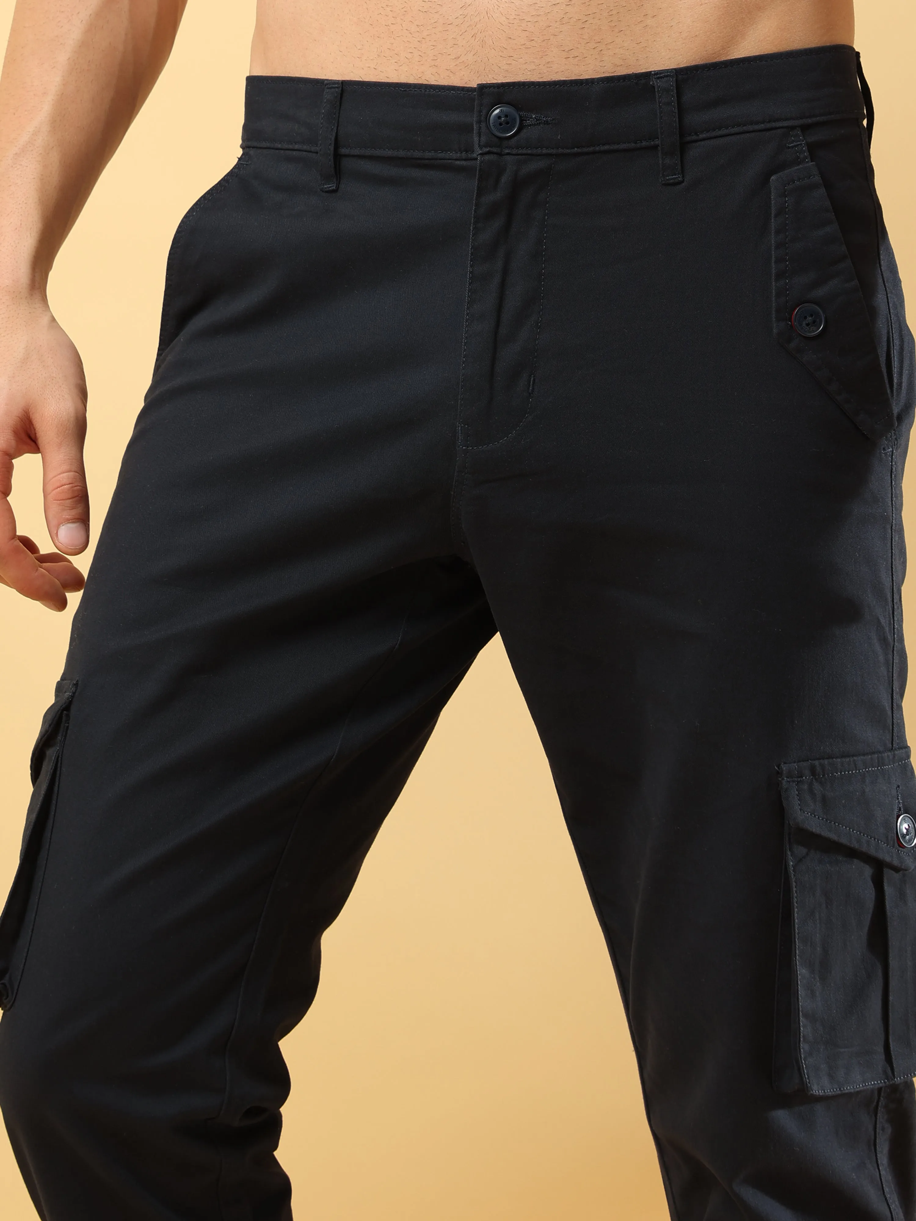 Slim Fit Navy Blue Cargo Trouser