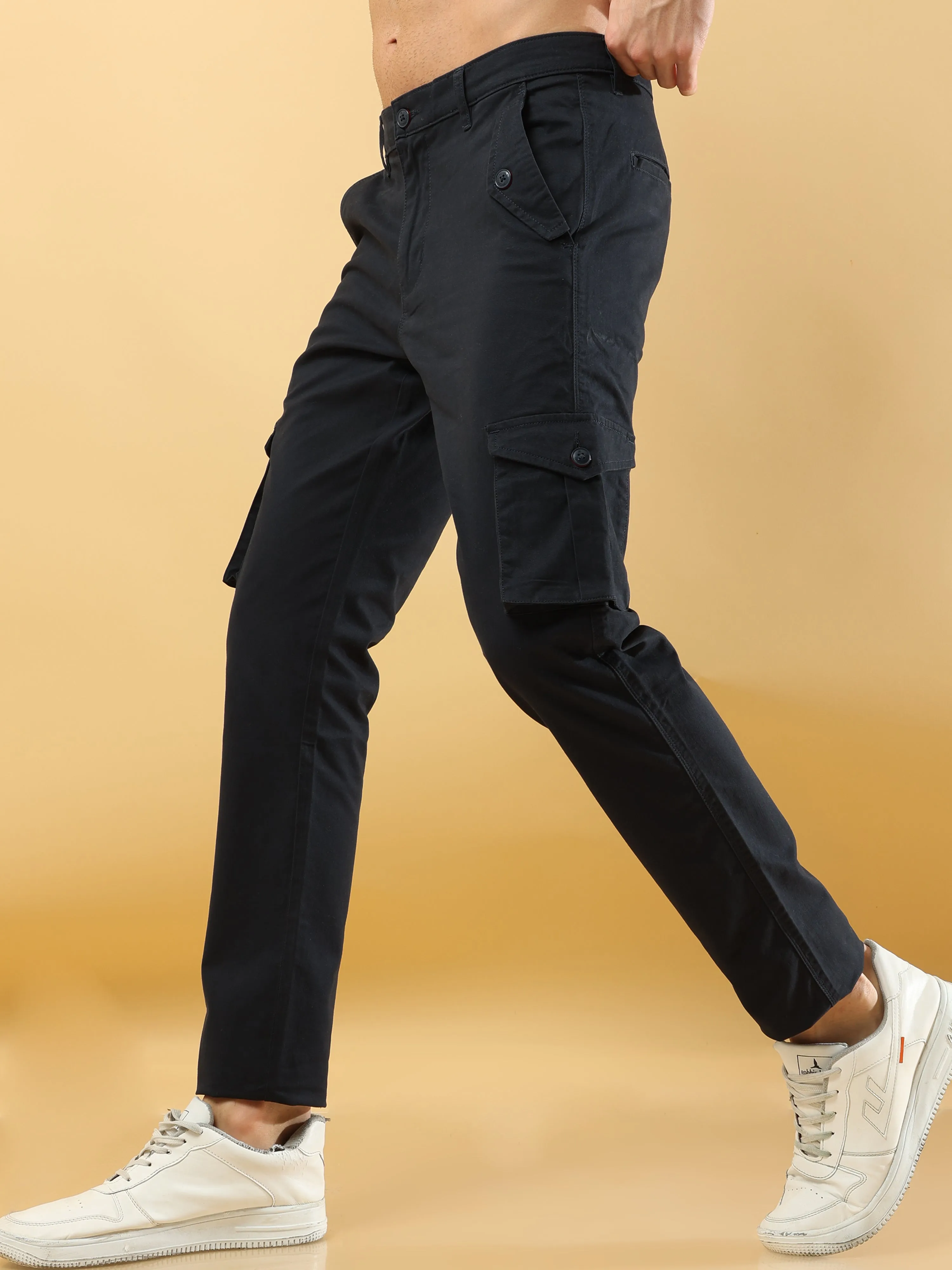 Slim Fit Navy Blue Cargo Trouser