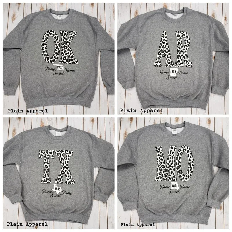 Snow Leopard State Sweatshirt (AR, KS, MO, OK, TX, GA, SD, WV)