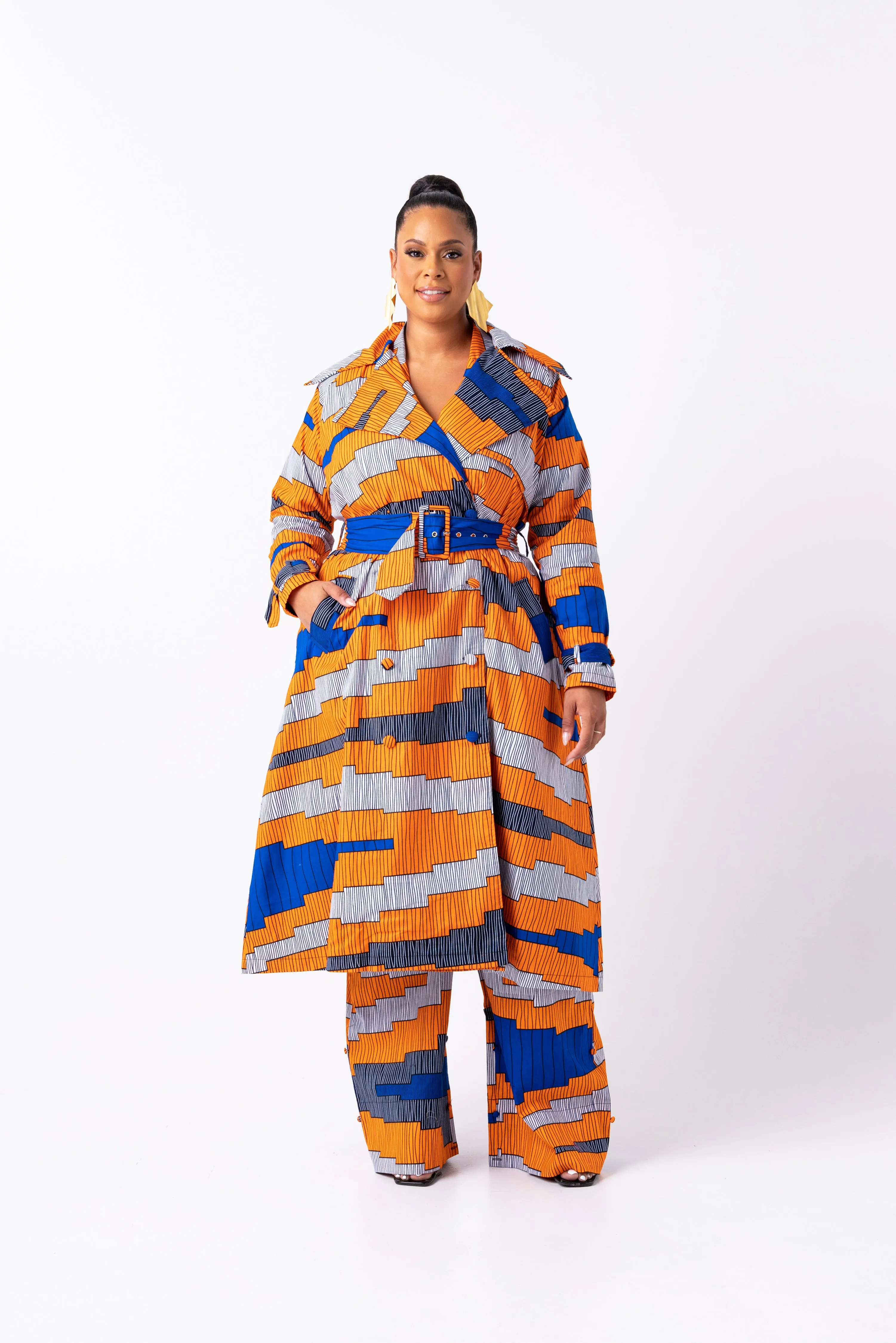 SOMIE African Print Trench Jacket