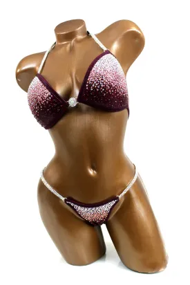 Sparkling Burgundy/Rose AB Bikini Suit