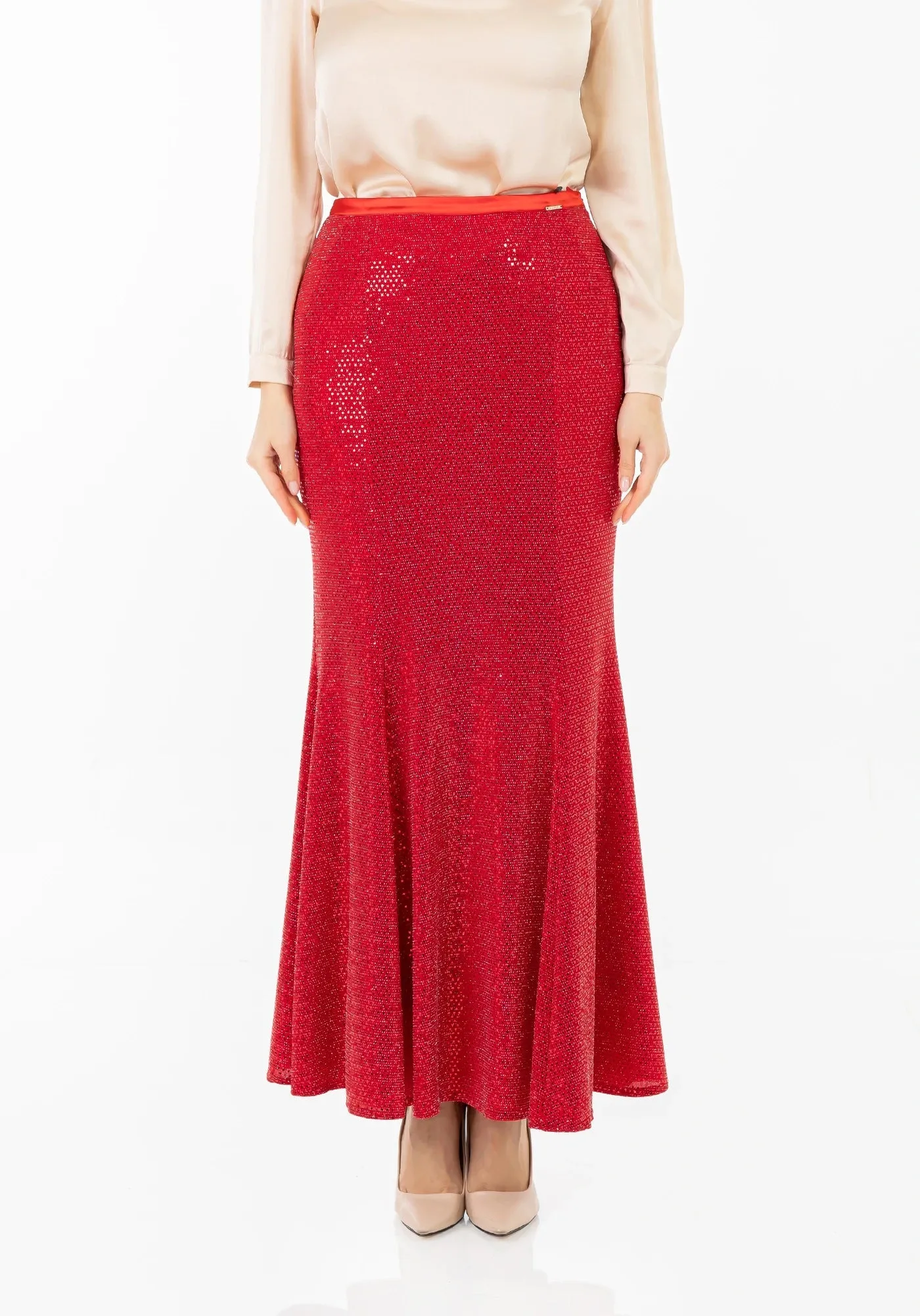 Sparkling Sequin Fishtail Maxi Skirt