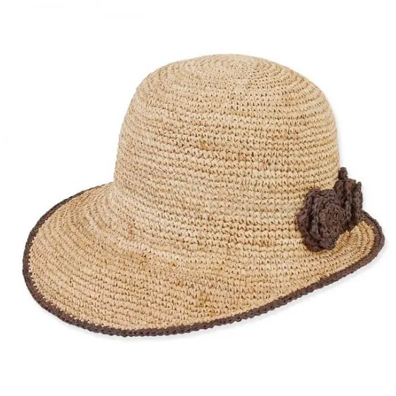 Sun 'N' Sand - Crocheted Raffia Bow Cap