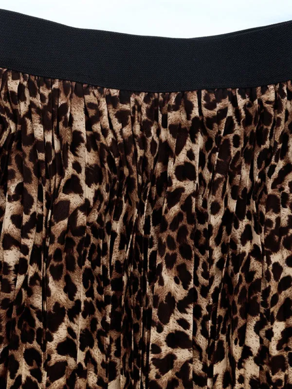 Trendy Leopard Print A-Line Maxi Skirt for Women