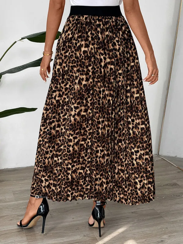 Trendy Leopard Print A-Line Maxi Skirt for Women