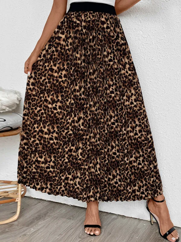 Trendy Leopard Print A-Line Maxi Skirt for Women