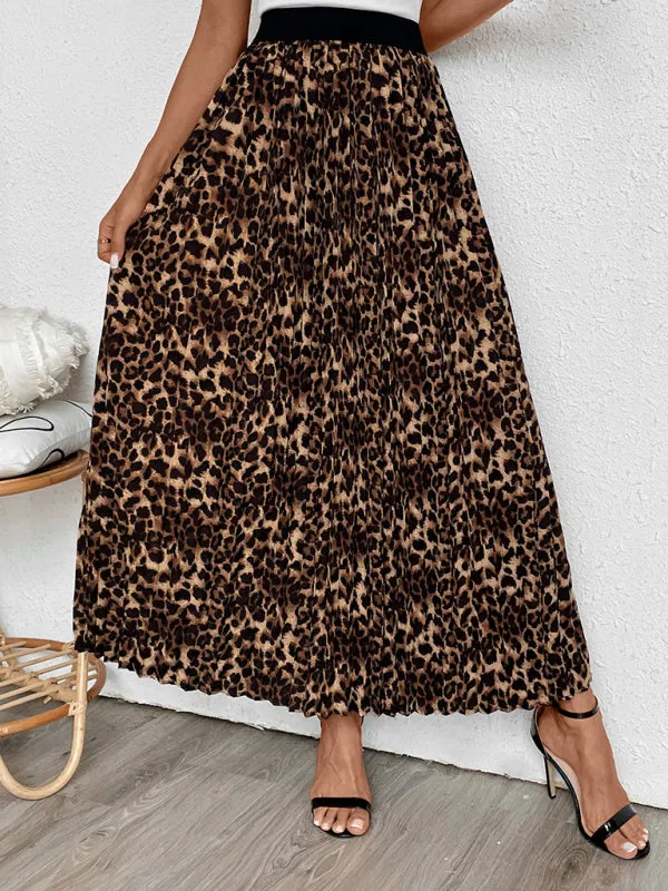 Trendy Leopard Print A-Line Maxi Skirt for Women