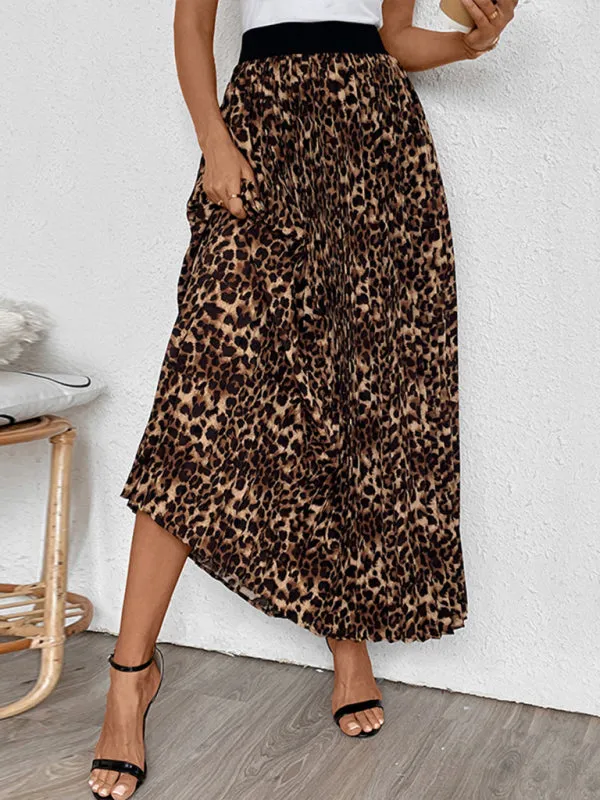 Trendy Leopard Print A-Line Maxi Skirt for Women