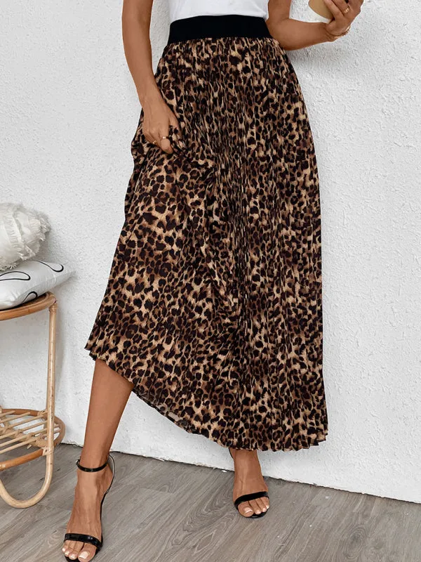 Trendy Leopard Print A-Line Maxi Skirt for Women