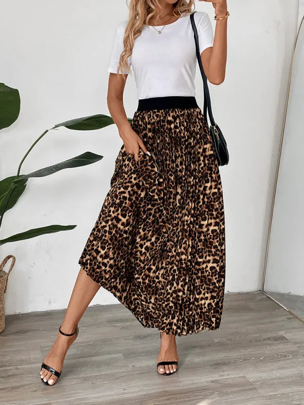 Trendy Leopard Print A-Line Maxi Skirt for Women