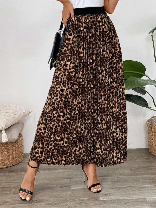 Trendy Leopard Print A-Line Maxi Skirt for Women