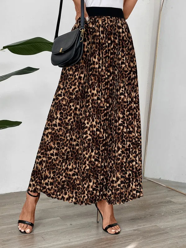 Trendy Leopard Print A-Line Maxi Skirt for Women