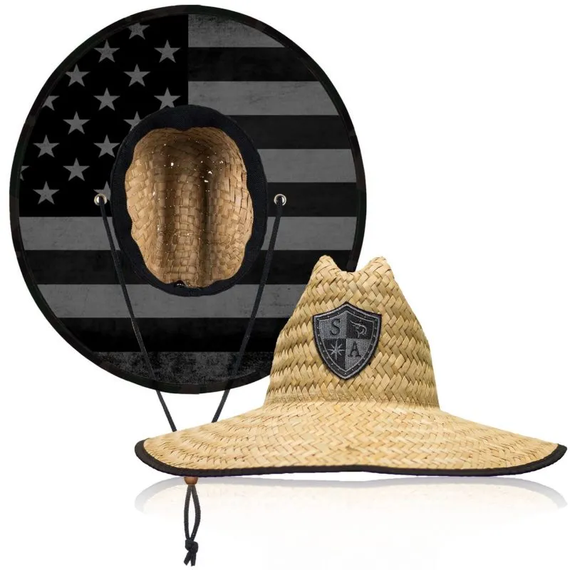 Under Brim Straw Hat | Blackout American Flag