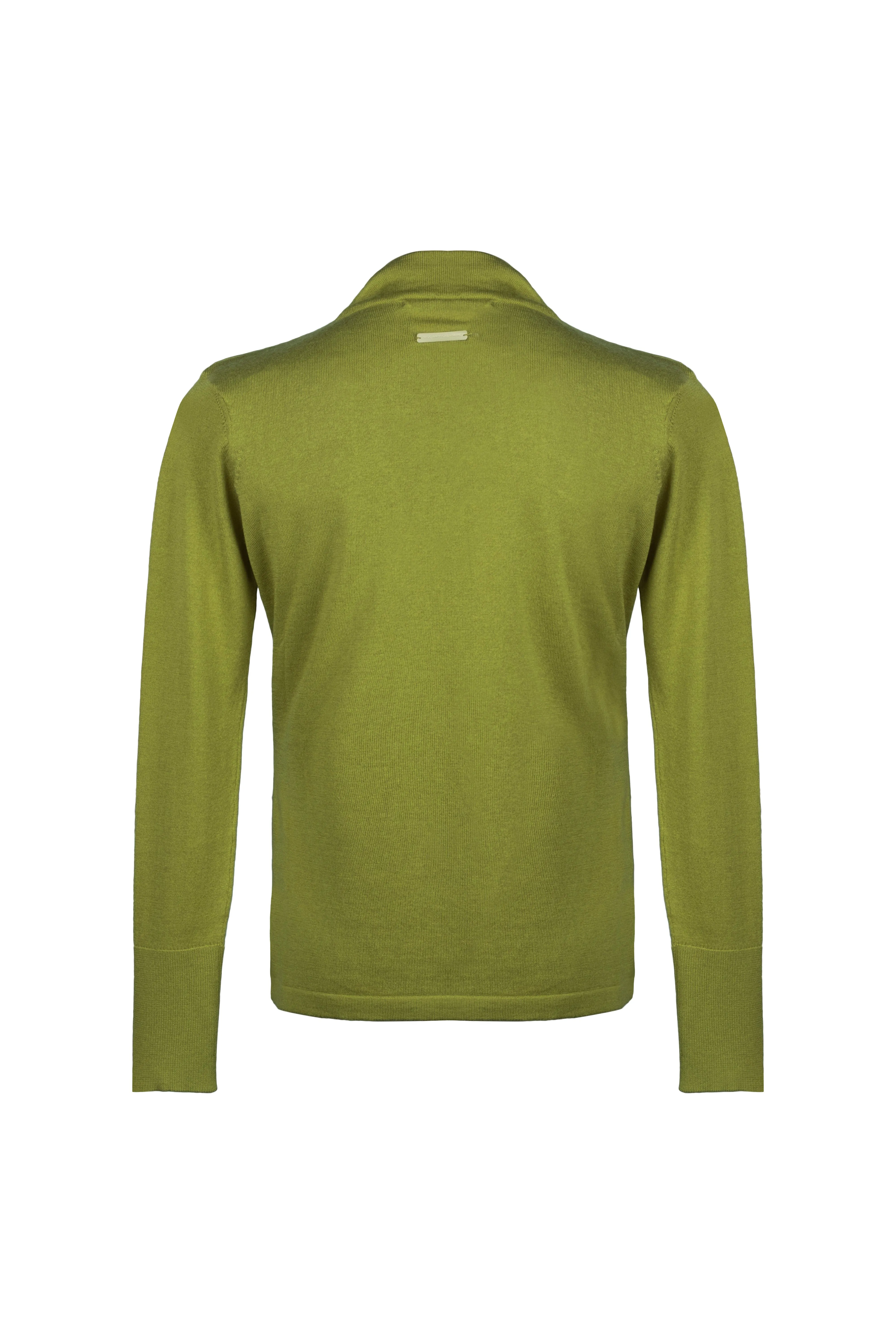 Wasabi Green Zoe Silk Cashmere Deep V Neck Knitwear