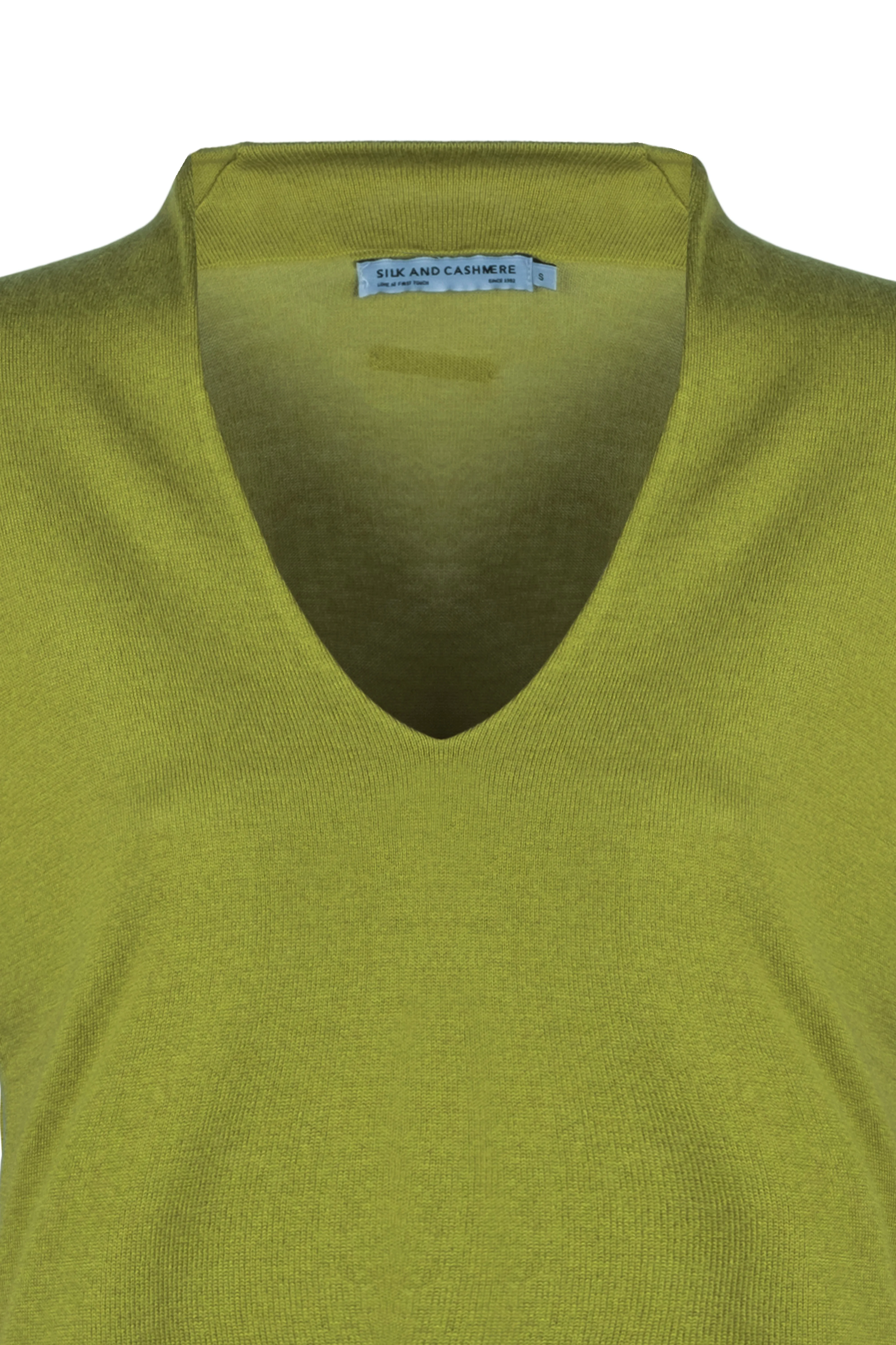 Wasabi Green Zoe Silk Cashmere Deep V Neck Knitwear