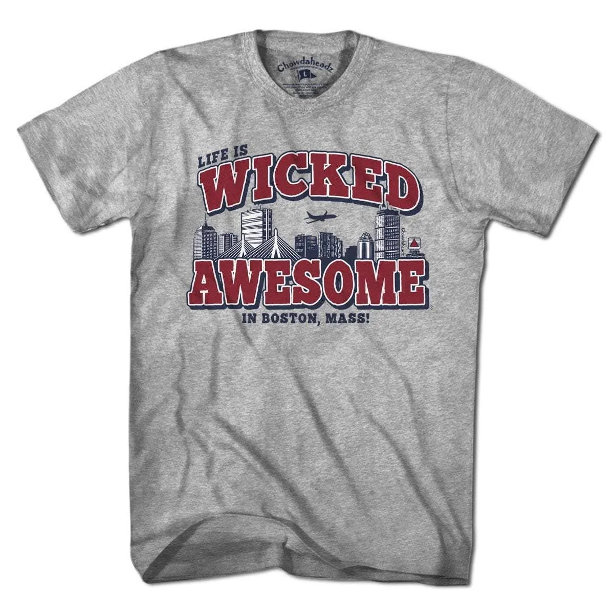 Wicked Awesome Boston Skyline T-Shirt: Unisex S-Chowdaheadz