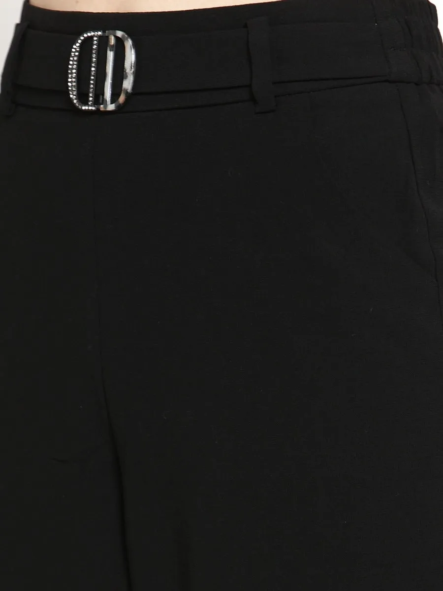 Women Solid Black Culottes