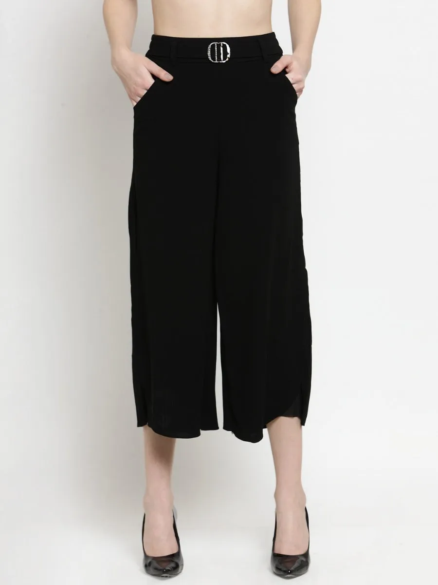 Women Solid Black Culottes