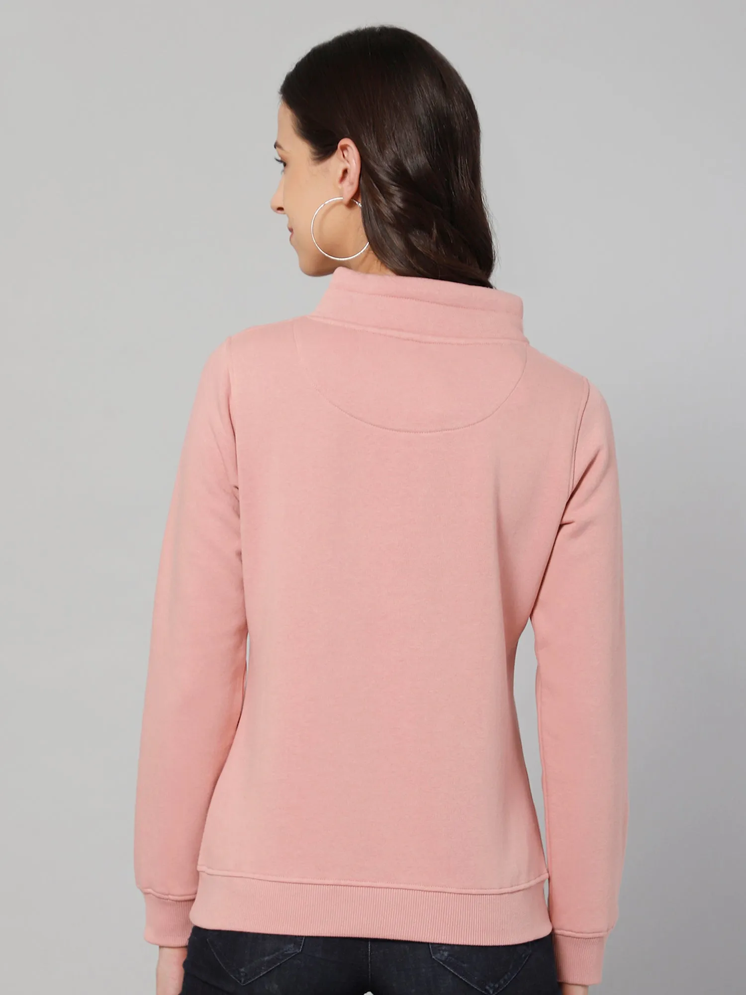 Women's Casual  Coral Regular Full Sleeve Pullover Sweatshirt