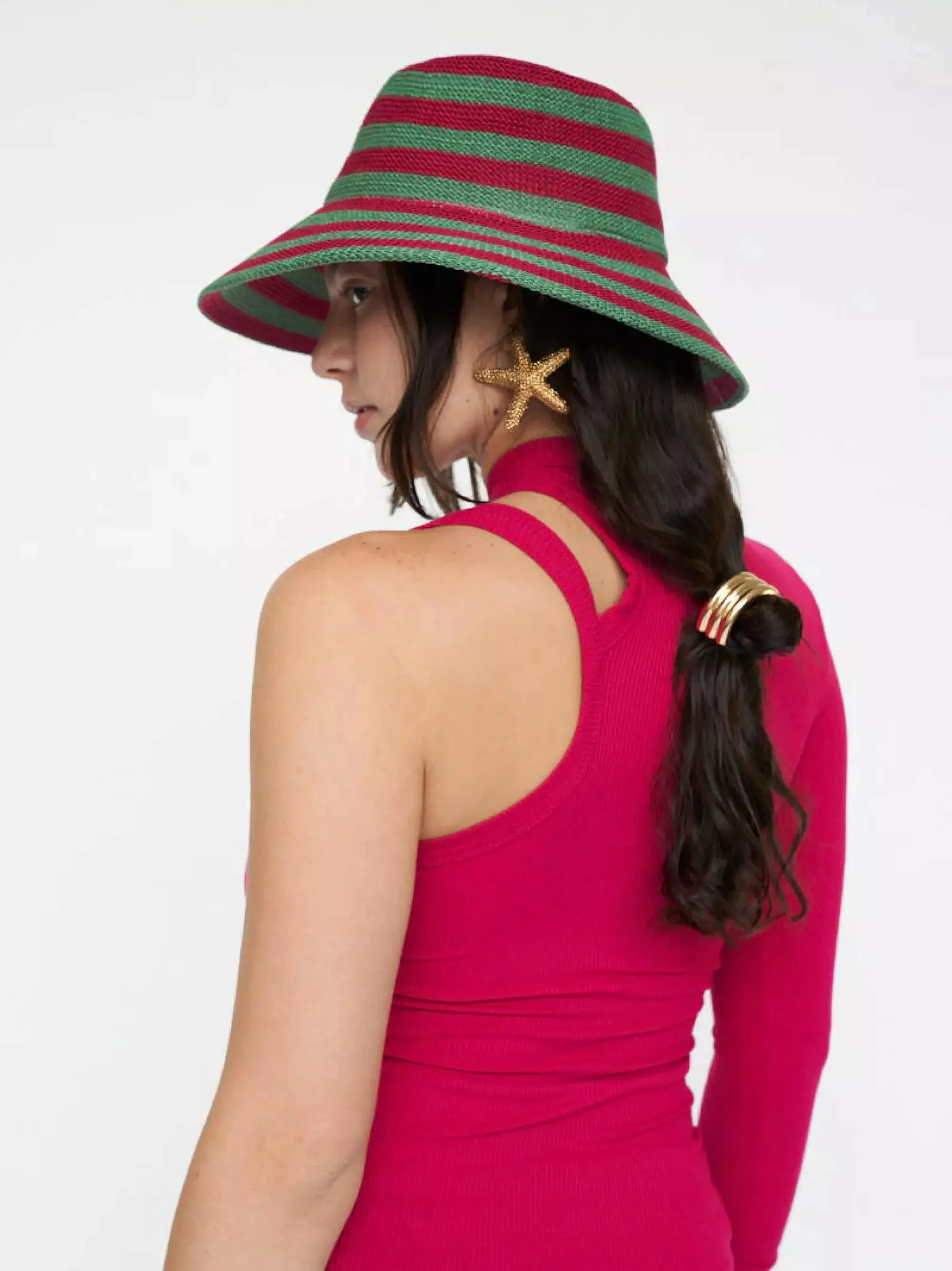 Women's Crochet Hat | Magenta/Green