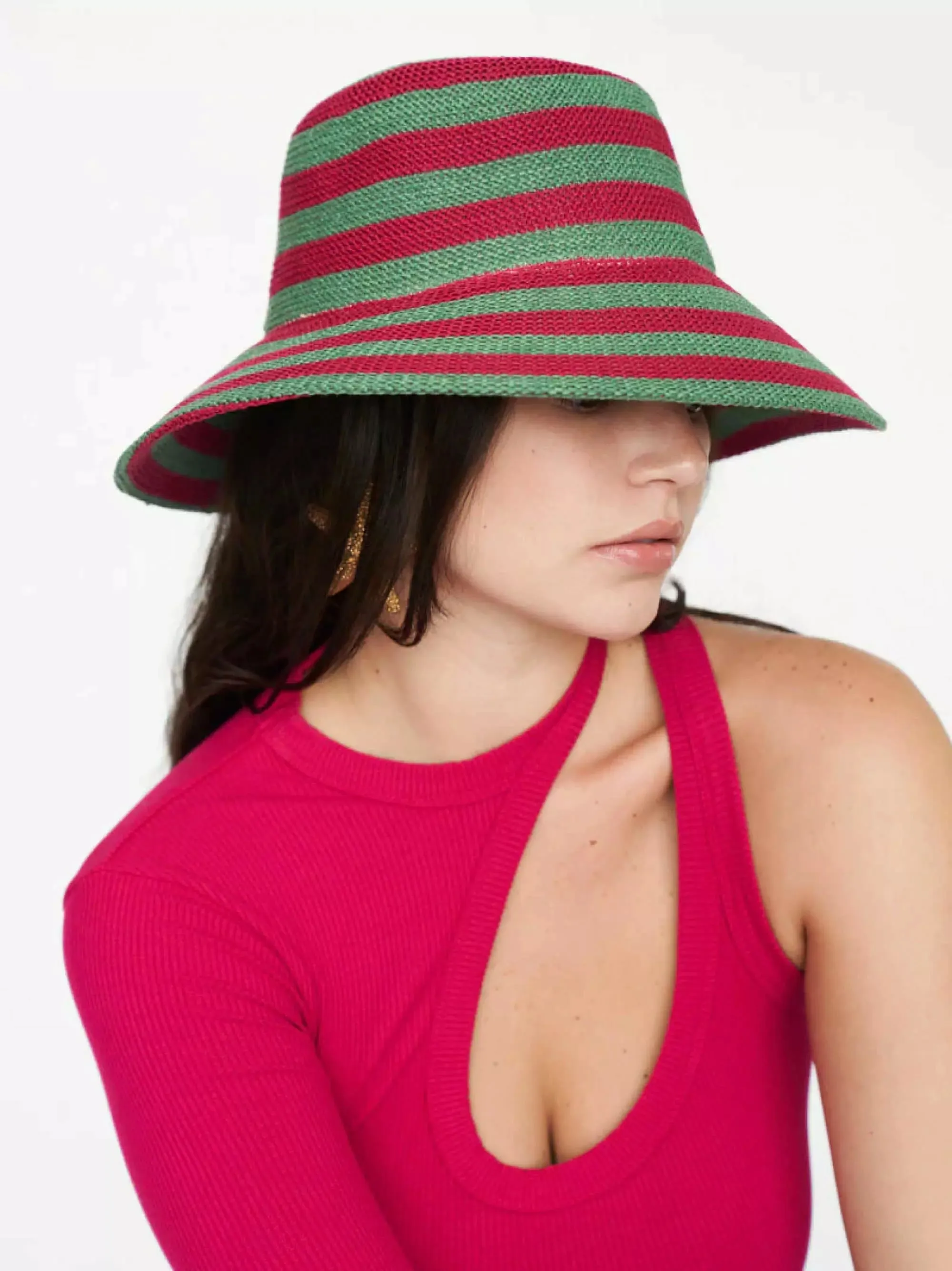 Women's Crochet Hat | Magenta/Green